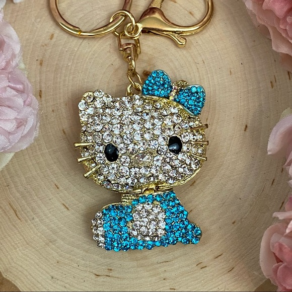 Hello Kitty with Blue Crystal Dress & Bow Keychain Charm - Picture 9 of 13